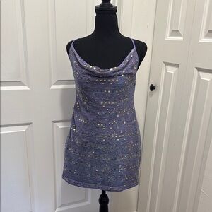 SHEIN Purple Sequin Fitted Mini Dress